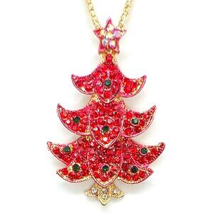 Red & Green Christmas TREE Pendant Necklace & BROOCH
